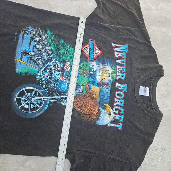 Vintage 90's Easyriders Hollywood Motorcycle Magazine Never Forge T Shirt XXL - Picture 5 of 8